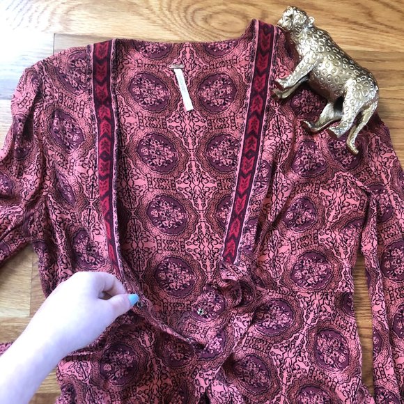 Bell Sleeve Time Of Your Life Boho Tie Front Top - Picture 7 of 8